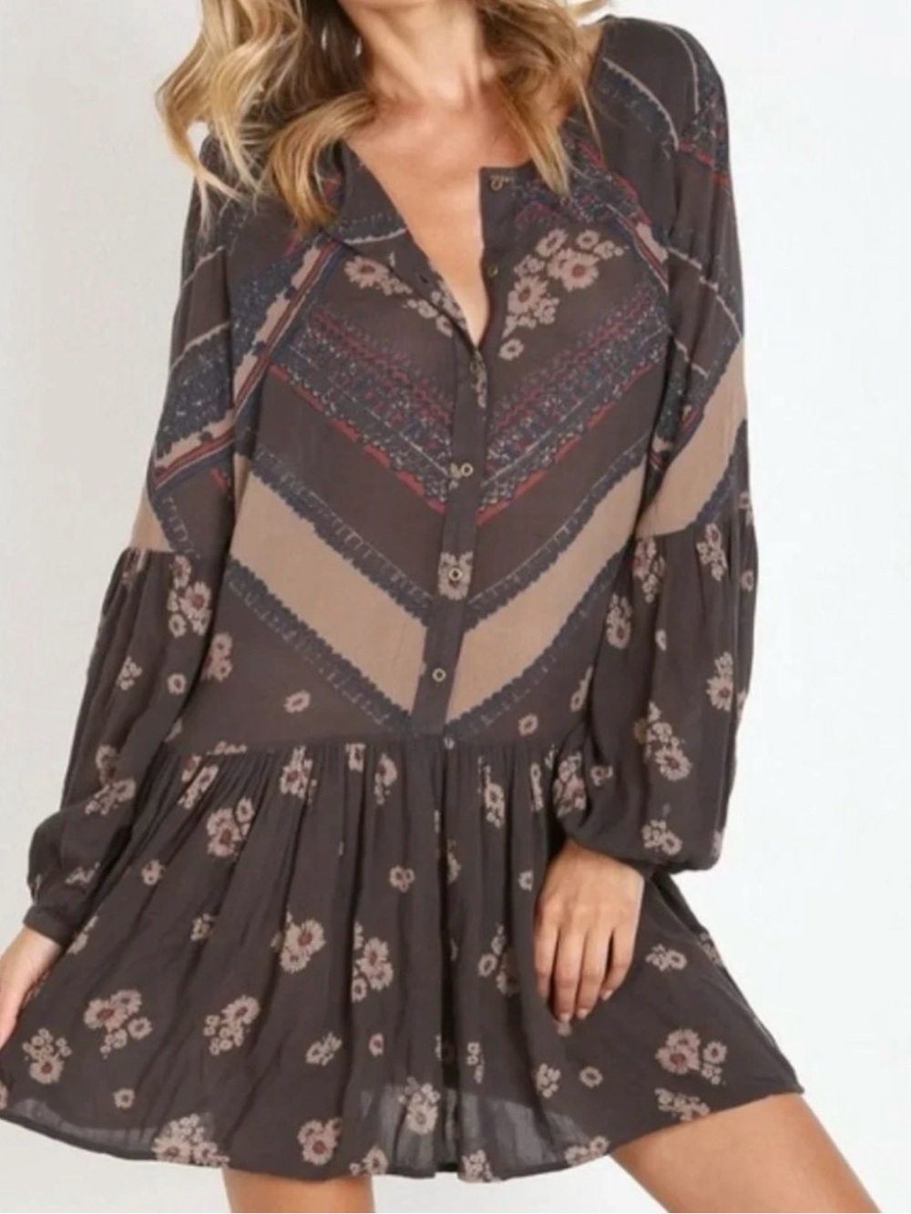Free People From Your Heart Printed Dress Multicolor Size L - Picture 2 of 9